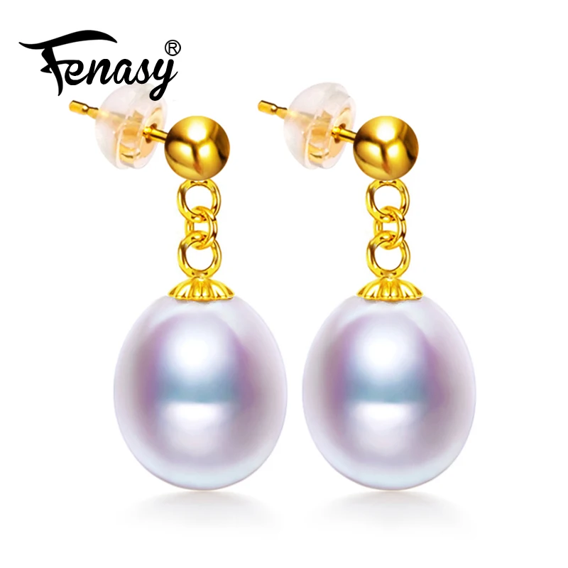 FENASY 18K Gold earrings pearl Jewelry ,Pearl classic 18k yellow gold stud earrings for women gift box long earrings for love FENASY 18K Gold earrings pearl Jewelry ,Pearl classic 18k yellow gold stud earrings for women gift box long earrings for love