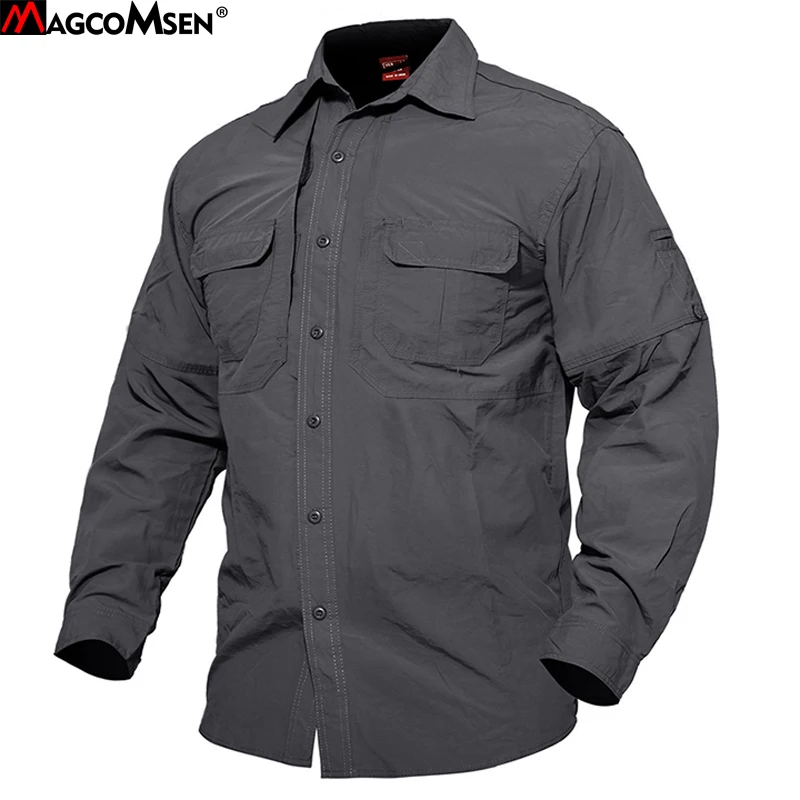 

MAGCOMSEN Shirts Men Summer Quick Drying Military Tactical Shirts Long Sleeve Breathable Combat Work Shirt Man Clothing JNE-01