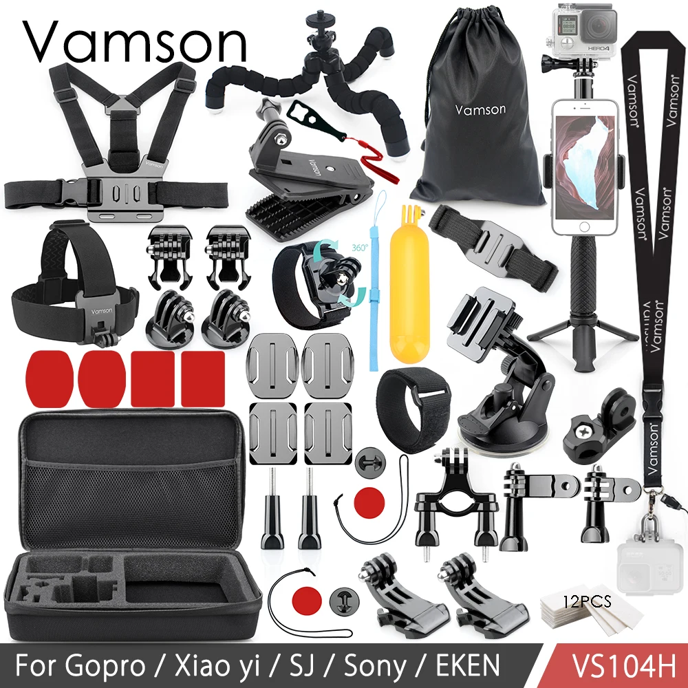Vamson For Gopro Accessories Set for Eken H9R For Gopro Hero 7 6 5 4S Mount Selfie stick Tripod For Yi 4K for Mijia Kit VP104F цена Vamson For Gopro Accessories Set for Eken H9R For Gopro Hero 7 6 5 4S Mount Selfie stick Tripod For Yi 4K for Mijia Kit VP104F цены онлайн