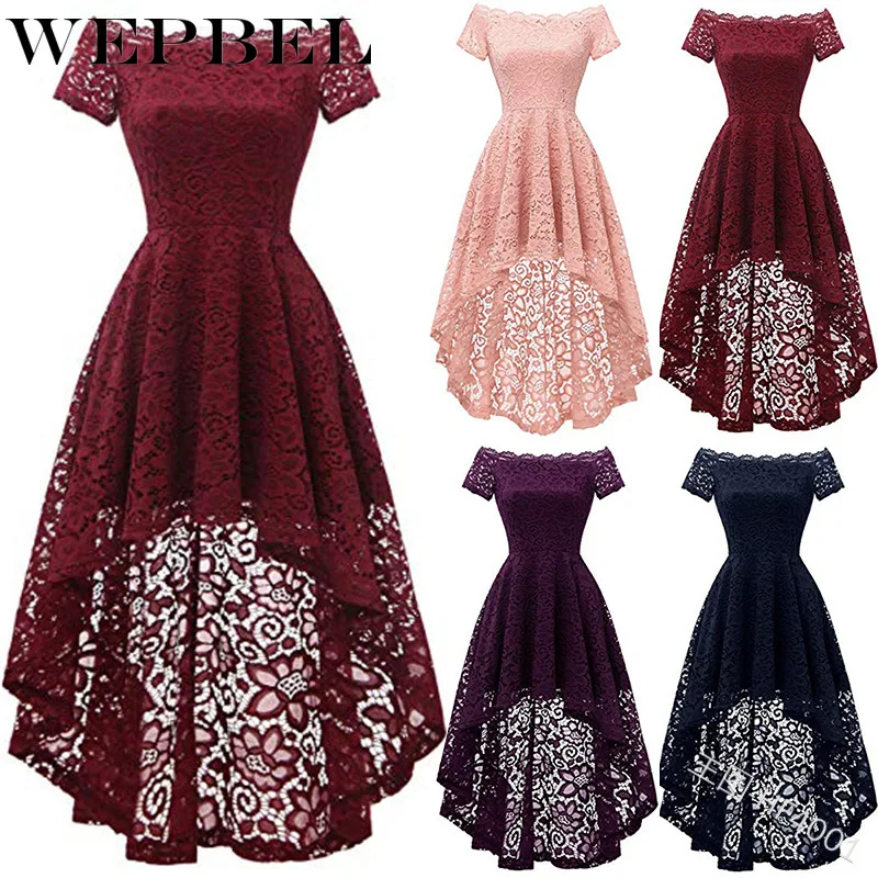 WEPBEL женское платье Весна с открытыми плечами винтажные кружевные качели платья элегантные однотонные миди вечерние платья