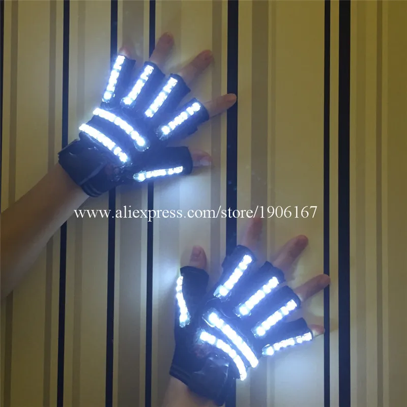 2018 New Led Light Up  White Color Luminous GLoves For DJ Club Party Christmas Halloween Decoration Event & Party Supplies01