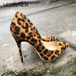 Veowalk Марка стадо Leaopard узор Для женщин пикантные туфли с острым носком на высоком каблуке, стильная женская обувь туфли-лодочки на шпильке