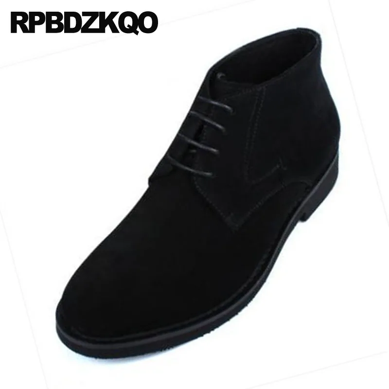 Botines Calidad Partido Los Hombres Otoño Alta Zapatos Diseñador Vestido Formal Lace Genuino De Suede Black Oxford brown Business Cuero Up Grueso fqwp8xnF