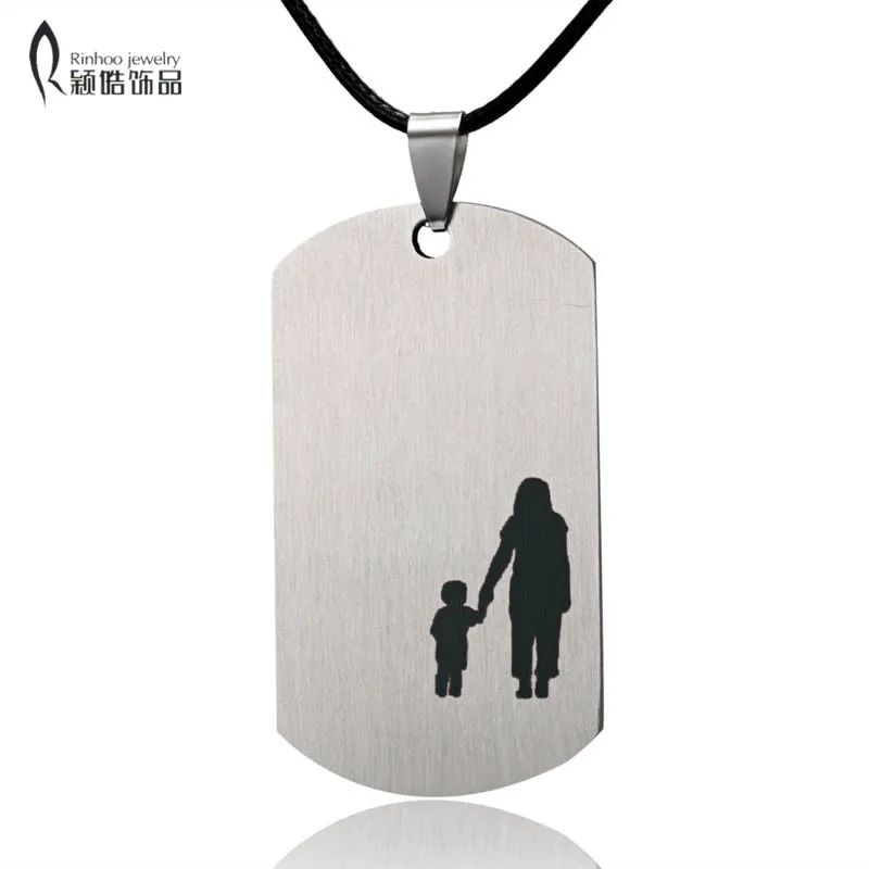 

Stainless Steel Engraved Custom Letters Dog Tag Necklace Pandant Rope Chain Jewelry For Women Mother's Day Gift