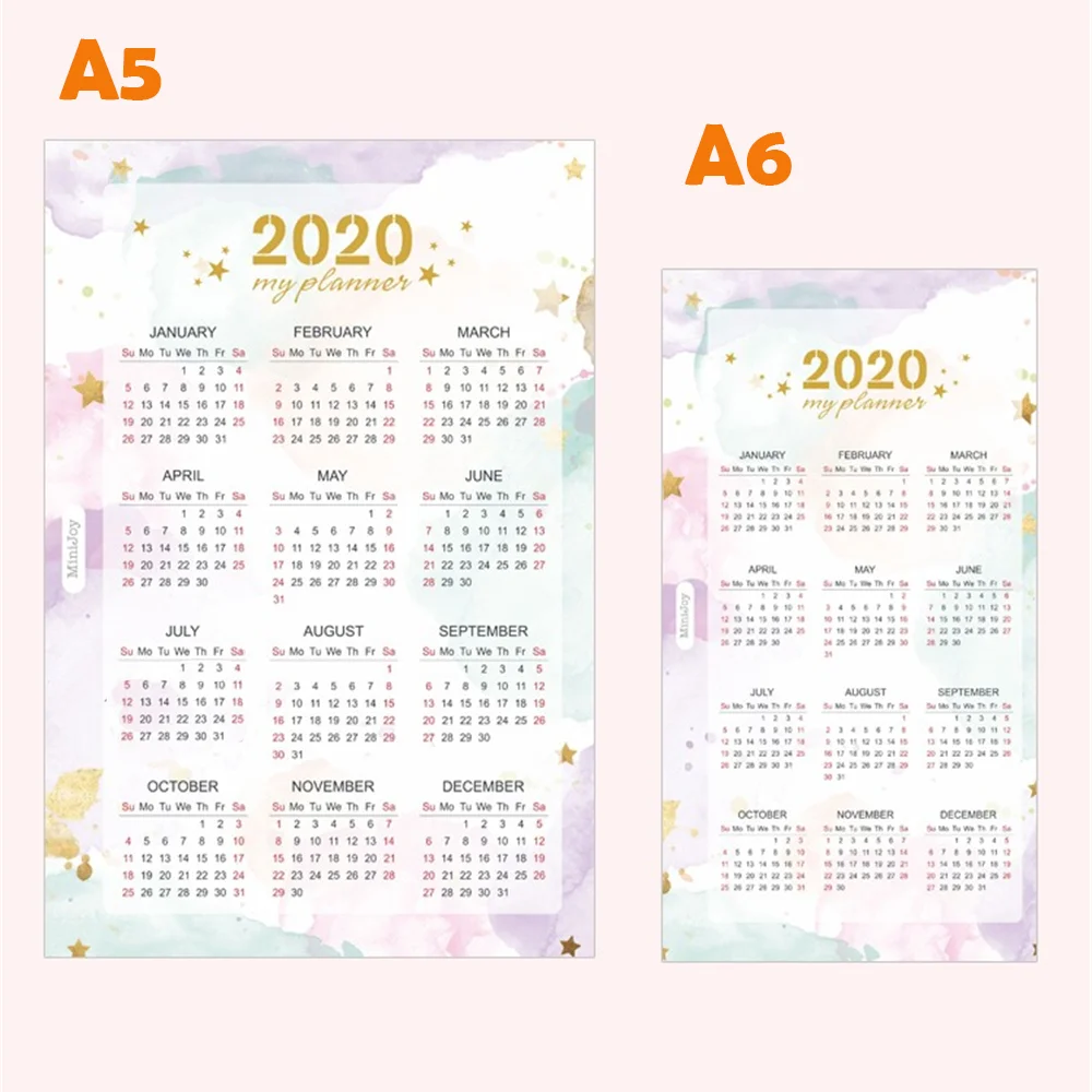 Разделитель для блокнота, календарь, карта, водный цвет, расписание, внутренняя страница, горячее тиснение, цветная отрывная бумага, сменная заглавная страница A5A6