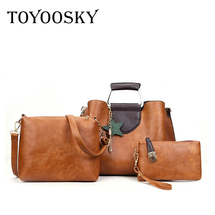 

TOYOOSKY Women Bag Top-Handle Bags Female Famous Brand 2018 Women Messenger Bags Handbag 3 Set PU Leather Composite Bag