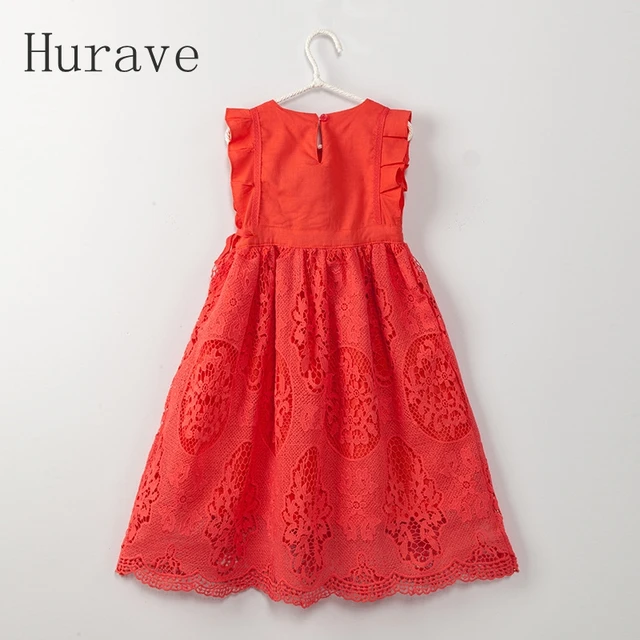 hurave summer style fashion 2018 kids red white clothes girls dress