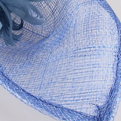 Королевский синий sinamay Свадебный чародей шляпа заколка для волос для невесты женатые причудливые перья головные уборы вечерние аксессуары для волос головная повязка - Цвет: light blue