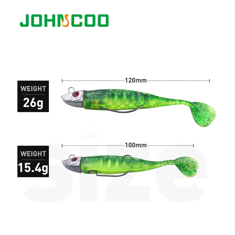 JOHNCOO 2019 جديد القفز لينة الطعم مع واحد هوك الصيد السحر 100 ملليمتر/15.4 جرام 120 ملليمتر/26 جرام طعم سمك تهزهز الأسماك البحر باس إغراء