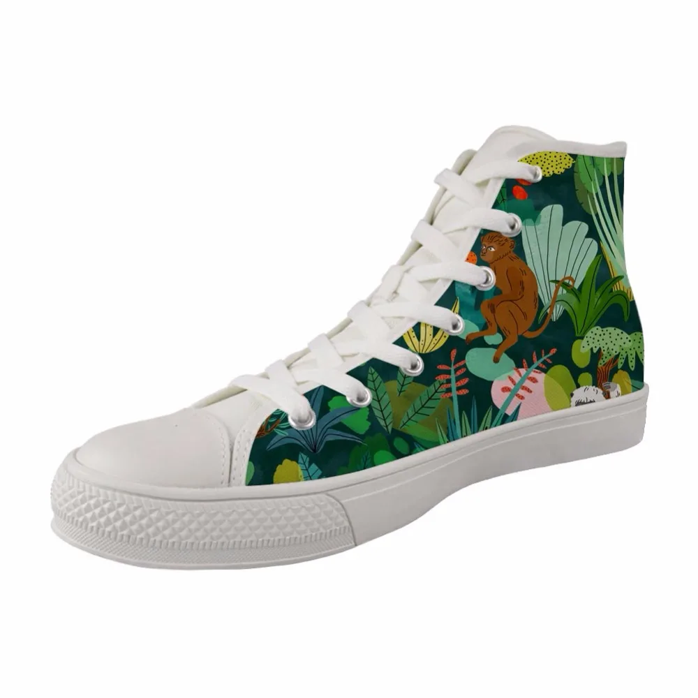 

Women High top Fashion Style Canvas Vulcanized Shoes Girls Female White Breathable Lace-up Sneakers Painting Of Henri Rousseau