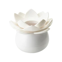 1 x Lotus Cotton Bud Stick Swab Makeup Storage Box Holder Cosmetic Bath Decor Gift, S White