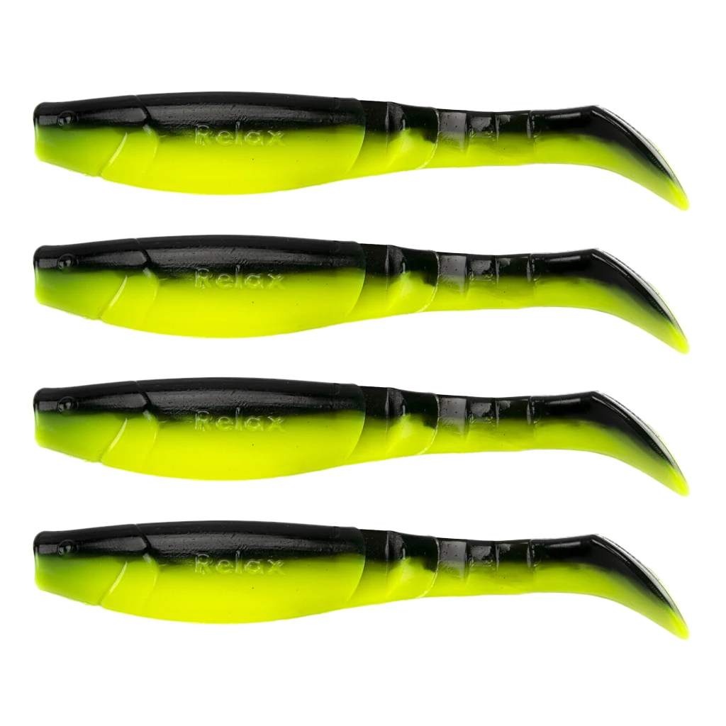 Perfeclan 4Pcs T Tail Soft Fish Lures Fishing Worm Baits Swimbaits for Jig Head & Offset Hook Soft Fish Lure Soft Fishing Lures