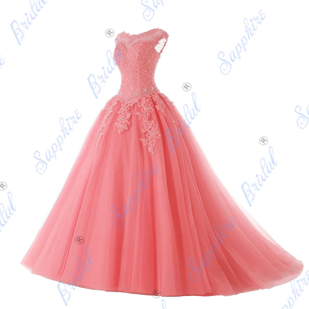 BLF-103-coral Favordear Бальные платья 15 лет Vestidos De 15 Anos с крышкой без рукавов Мятные красные розовые бирюзовые Бальные платья вечерние сексуальные платья - Цвет: BLF-103-coral
