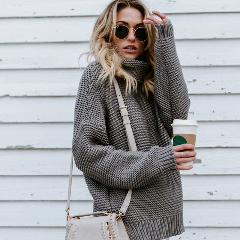 

Hot Women Winter Autumn Turtle Neck Baggy Sweater Knitted Oversized Jumper Tops SMA66