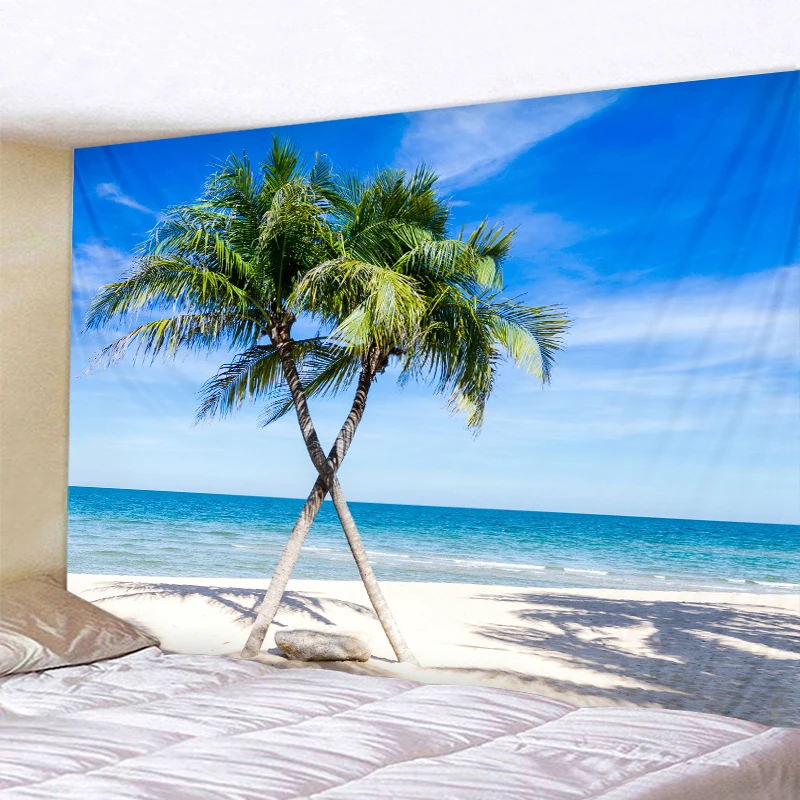 

Beautiful Seaside Coconut Tree Print Wall Tapestry Cheap Hippie Wall Hanging Hohemian Tapestry Tapestry Mandala Wall Art Decorat