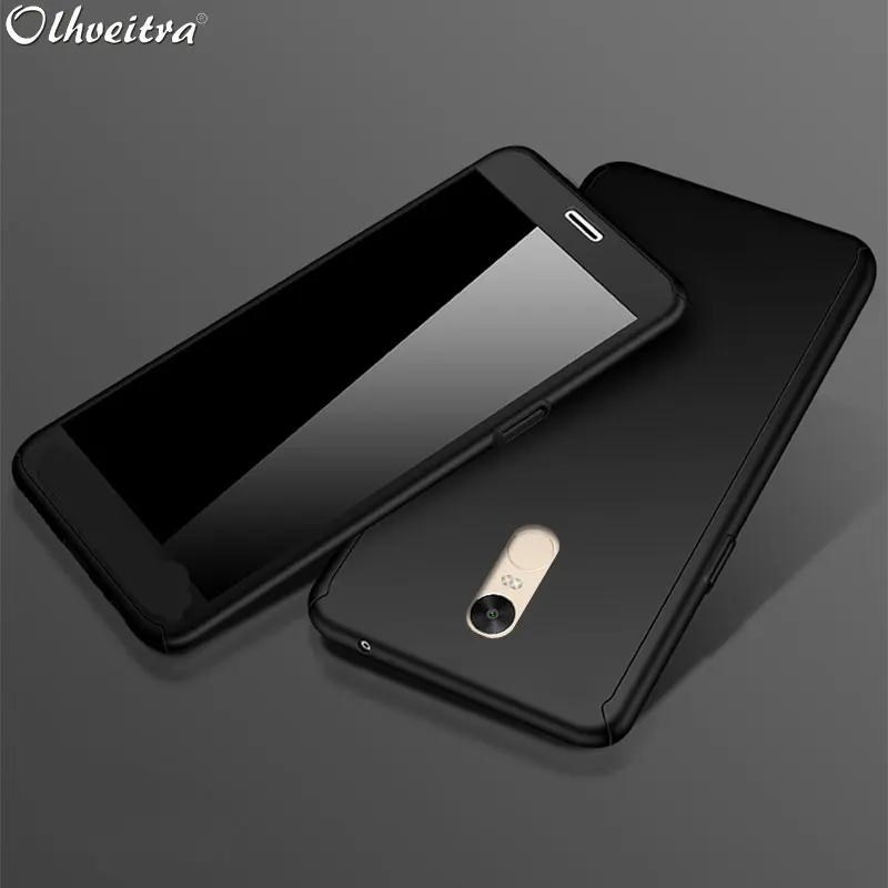 

360 Full Coverage Cover For Xiaomi Redmi 5 Plus Case Protective Plastic Shell + Tempered Glass Film Case For Redmi 5 / 5 Plus