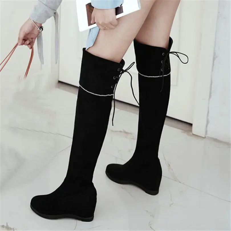 wedge heel tall boots
