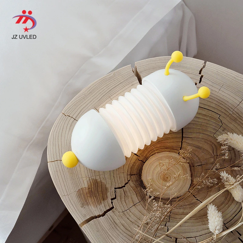 

Cute cartoon caterpillar folding soft light LED night light for children room bedside table lamp silicone children's toys