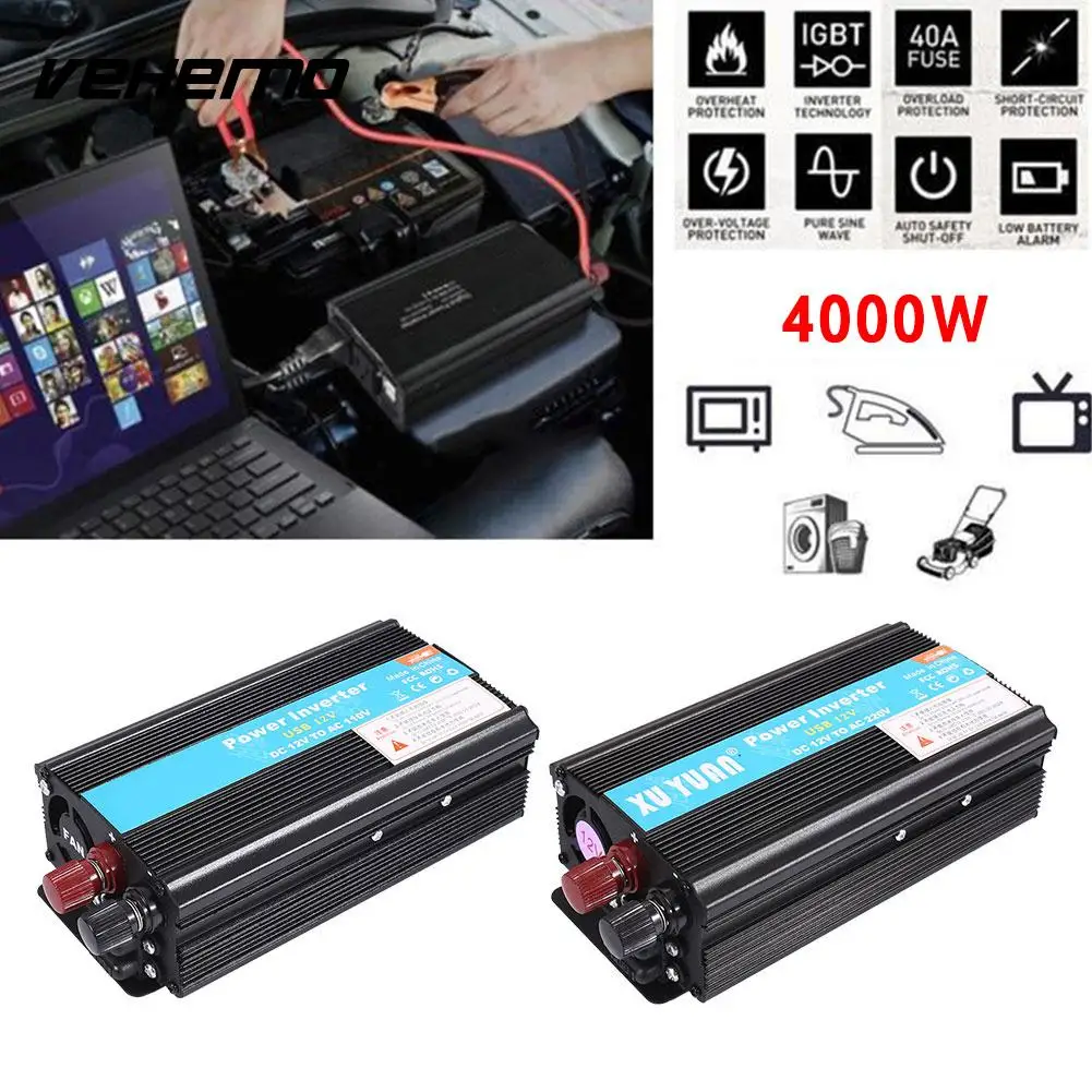 Vehemo 4000W Black Converter Computer Car Inverter Power Inverter High