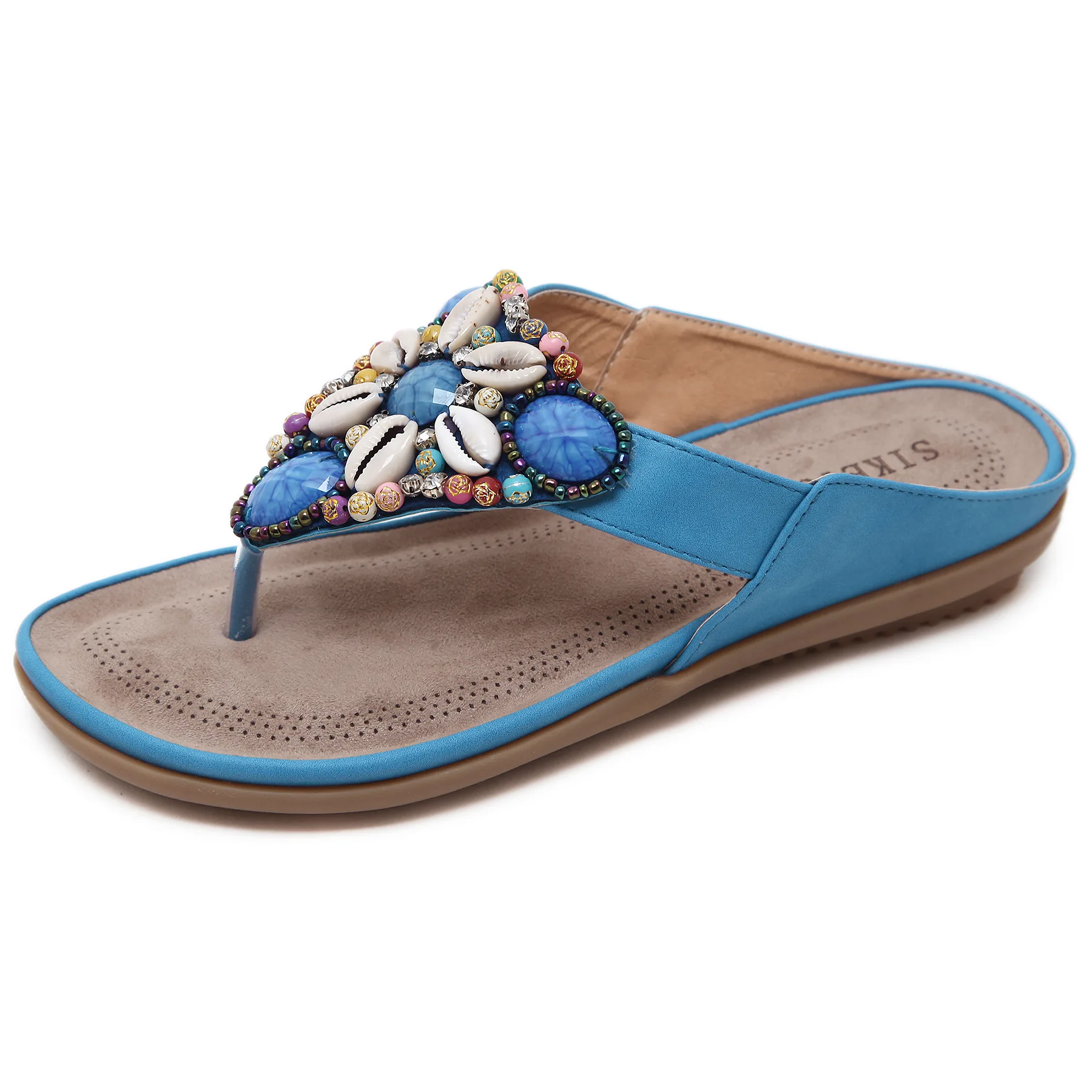 2019 Summer New Women's Sandals Bohemian Shell Decoration Beaded Design Large Size Flat Casual Slippers Retro Style 2019 Summer New Women's Sandals Bohemian Shell Decoration Beaded Design Large Size Flat Casual Slippers Retro Style