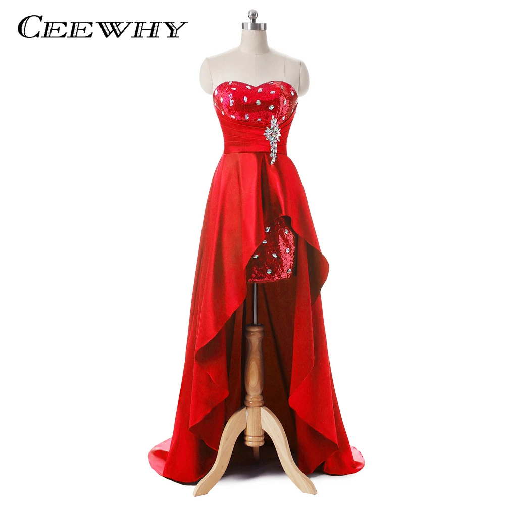 CEEWHY Sequined Crystal Evening Dresses Long Abendkleider Vestido de Noiva Short Front Back Long Court Train Prom Party Gowns CEEWHY Sequined Crystal Evening Dresses Long Abendkleider Vestido de Noiva Short Front Back Long Court Train Prom Party Gowns