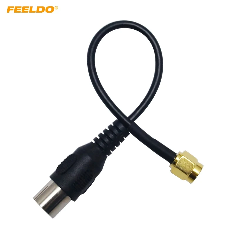 FEELDO 16.2cm Auto Connector SMA Male to IEC DVB T TV PAL Female Plug