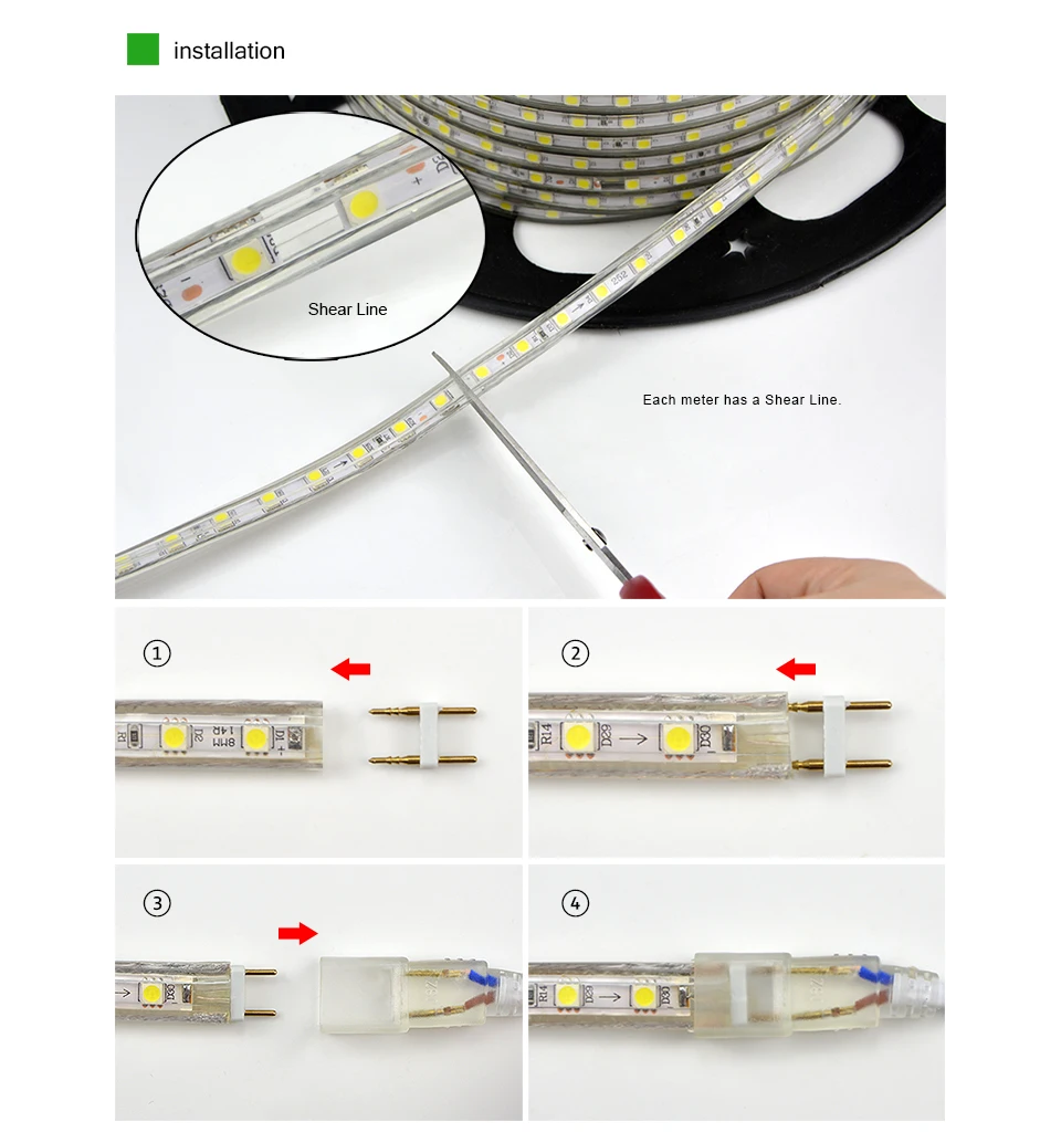 1 комплект водонепроницаемый IP67 силиконовый светильник 5050SMD AC220V Светодиодная лента 1 м/2 м/3 м/4 м/5 м/6 м/7 м/8 м/9 м/10 м /15 м/25 м с вилкой питания европейского стандарта