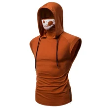 Дизайн Горячая Распродажа Мужская маска череп сплошной цвет Лето без рукавов с капюшоном жилет Толстовка Топы Хип-Хоп Уличная одежда 446