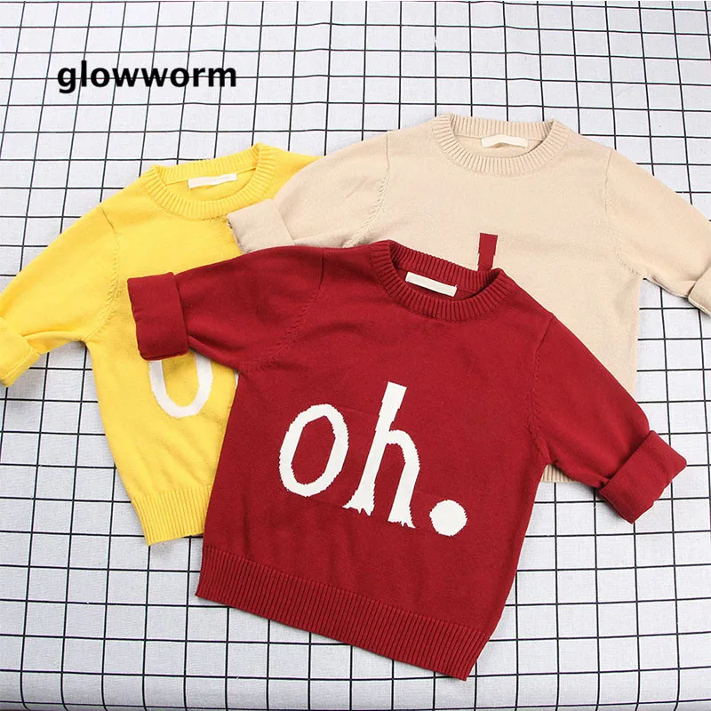 

Glowwormkids Babys Boys Sweater Girls Sweater Autumn Winter Children Clothing Long Sleeve Oh letter hs095