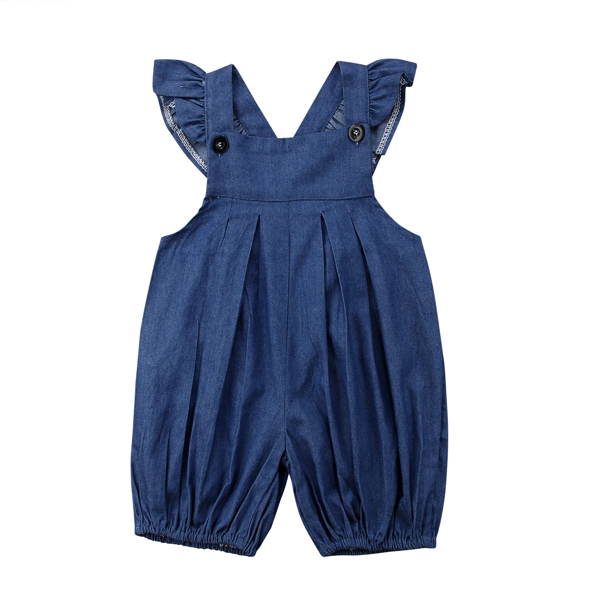 Pudcoco Toddler Newborn Baby Girls Blue Denim Rompers Jumpsuit Girls