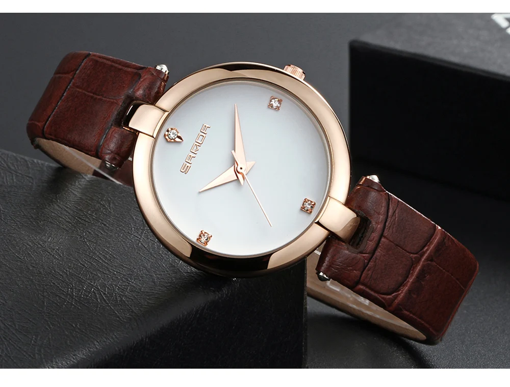 Модные стразы SANDA часы женские брендовые роскошные часы с кристаллами женские часы с кожаным браслетом платье Montre Femme