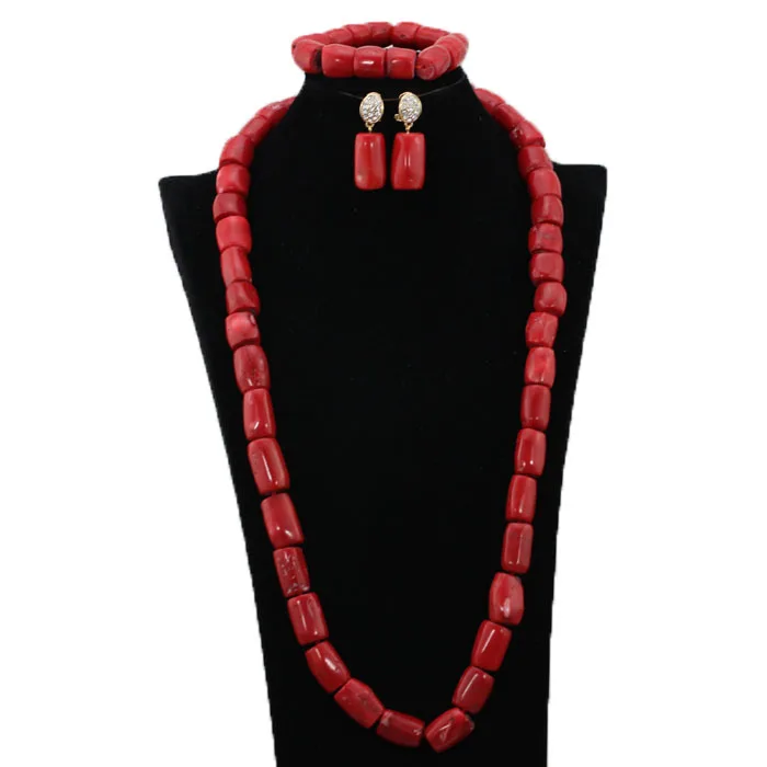 Высокое качество, мужские коралловые бусы, ожерелье, браслет, набор, 30 дюймов, нигерийские Свадебные украшения для жениха, набор,, CG026