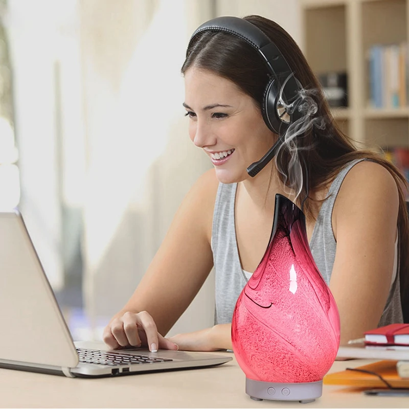 Najtaniej Usb 3D szkło ultradźwiękowy nawilżacz do aromaterapii dyfuzor olejków eterycznych wielokolorowy zmiana Mist Maker nawilżacz powietrza domu Dec