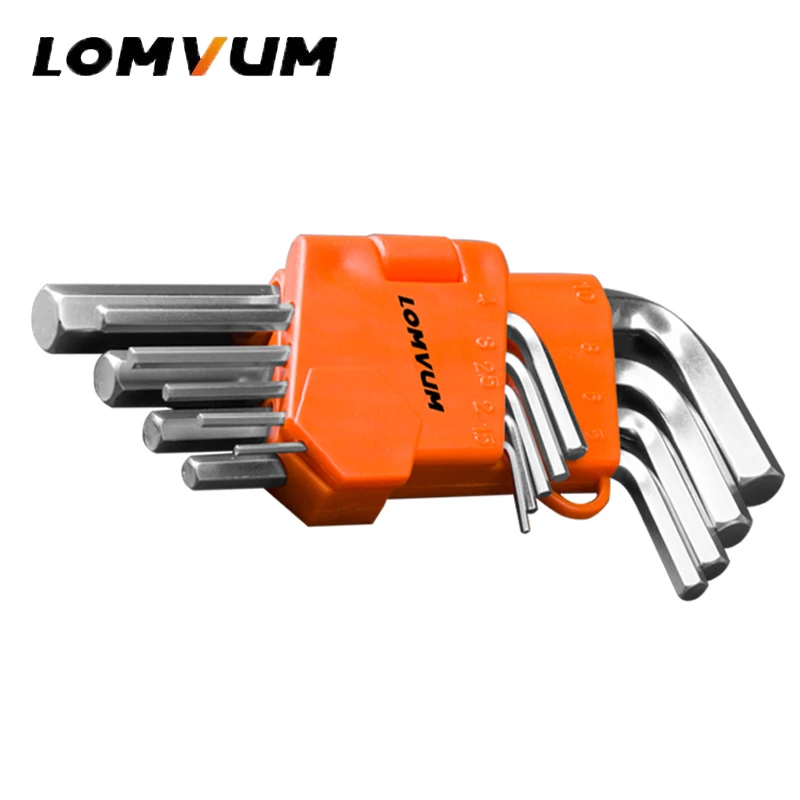 

LOMVUM 9pcs Screwdriver Hexagon Allen Key Wrench Tools Hex Wrench Set L Type Kit Matte Chrome Ball End Spanner Set