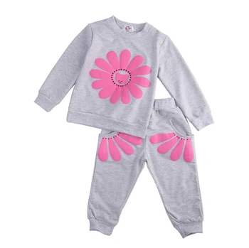 

New Kids Infant Baby Girls Clothes Sets Jumper Tops Pants Outfit Clothing Set Spring Fall Long Sleeve Sun Flower Cute T-shirt