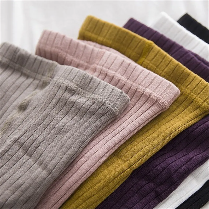 Solid Kids Girls Leggings Cotton Knit Leggings for Girls Casual Children's Girl Summer Pantyhose Summer Spring