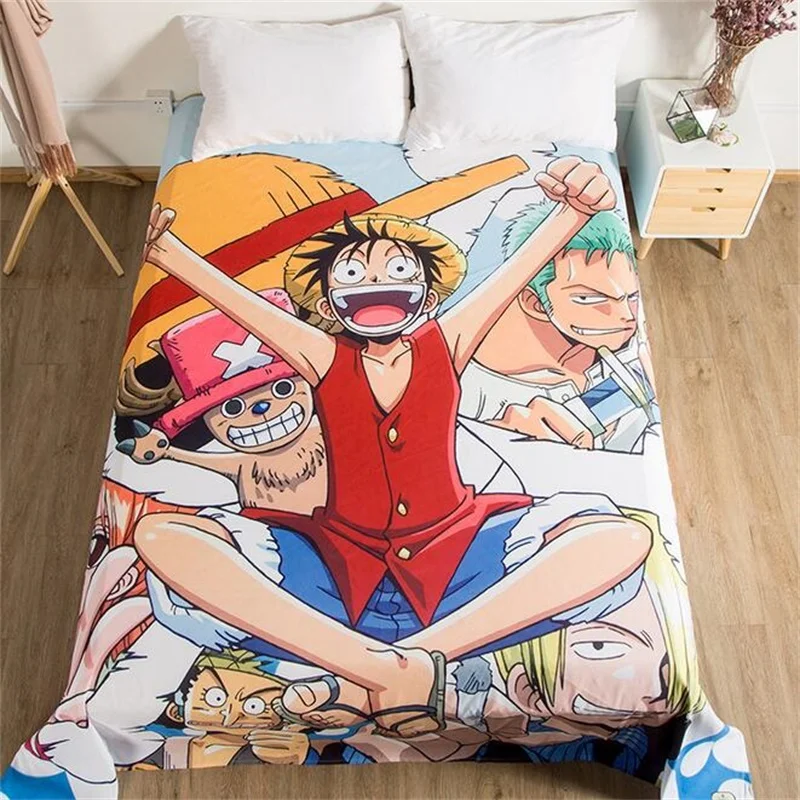 

Japanese Anime ONE PIECE NARUTO Bed Sheet Kids Teen Boy Girl Bedroom Dorm Textile Twin Full Queen King Single Double Size