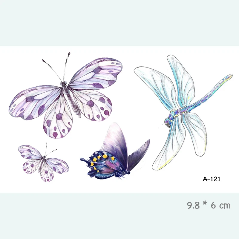 Временные татуировки Wyuen Bird для взрослых, водостойкие тату-наклейки, боди-арт, красивые 3D бабочки, поддельные татуировки для женщин, A-078