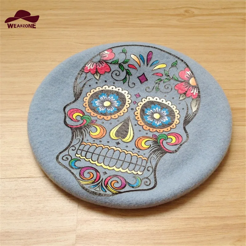 

100% Wool Beanies beret Winter women hat Berets knit Caps flower Skull pillbox hat gorras planas hombre Hats Beret boinas mujer
