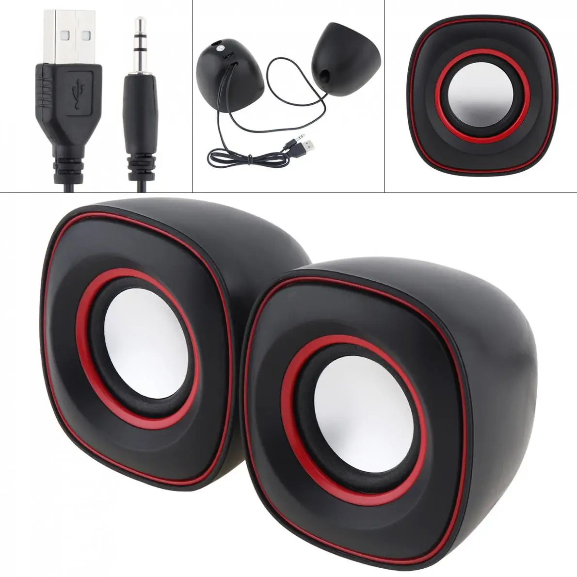 

5W Mini USB 2.0 Speakers with 3.5mm Stereo Jack and USB Powered for PC / Laptop / Smartphone