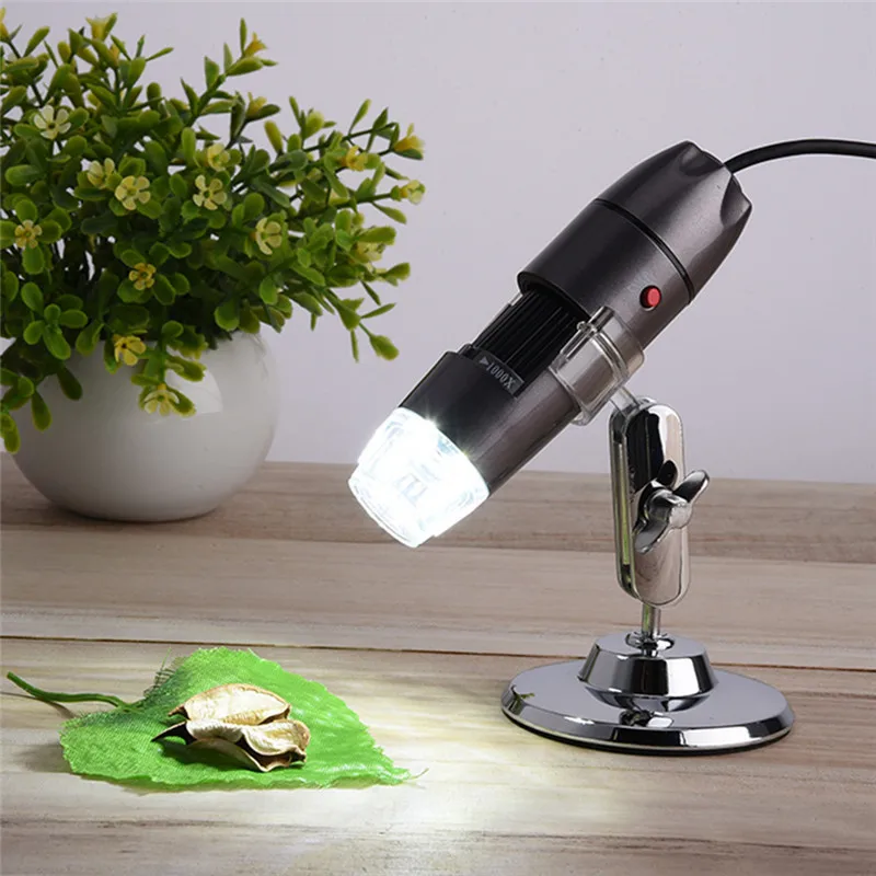 

1PCS Adjustable Stand 8 LED 1000X USB Digital Microscope 0 ~ 30000LUX Endoscope Camera Microscopio Magnifier Grey