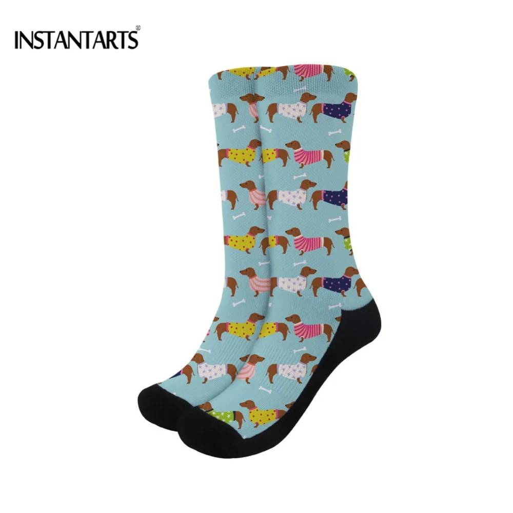 

INSTANTARTS Women Cycling Socks High Quality Sport Breathable Running Socks Running Cartoon Dachshund Puzzle Outdoor Sport Sock