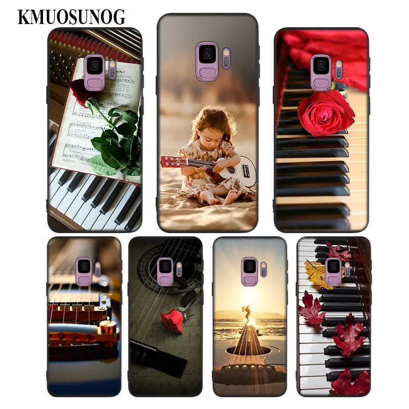 

For Samsung Galaxy Note 9 8 S10 S9 S8 Plus Lite S7 S6 Edge S5 Mini Black Silicone Phone Case Guitar Piano Music Scenery Style