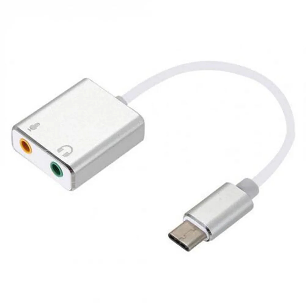 

Type C Splitter Audio Microphone Port Headphone Stereo With 3.5mm External Adapter Cable Aux Connector Sound Card