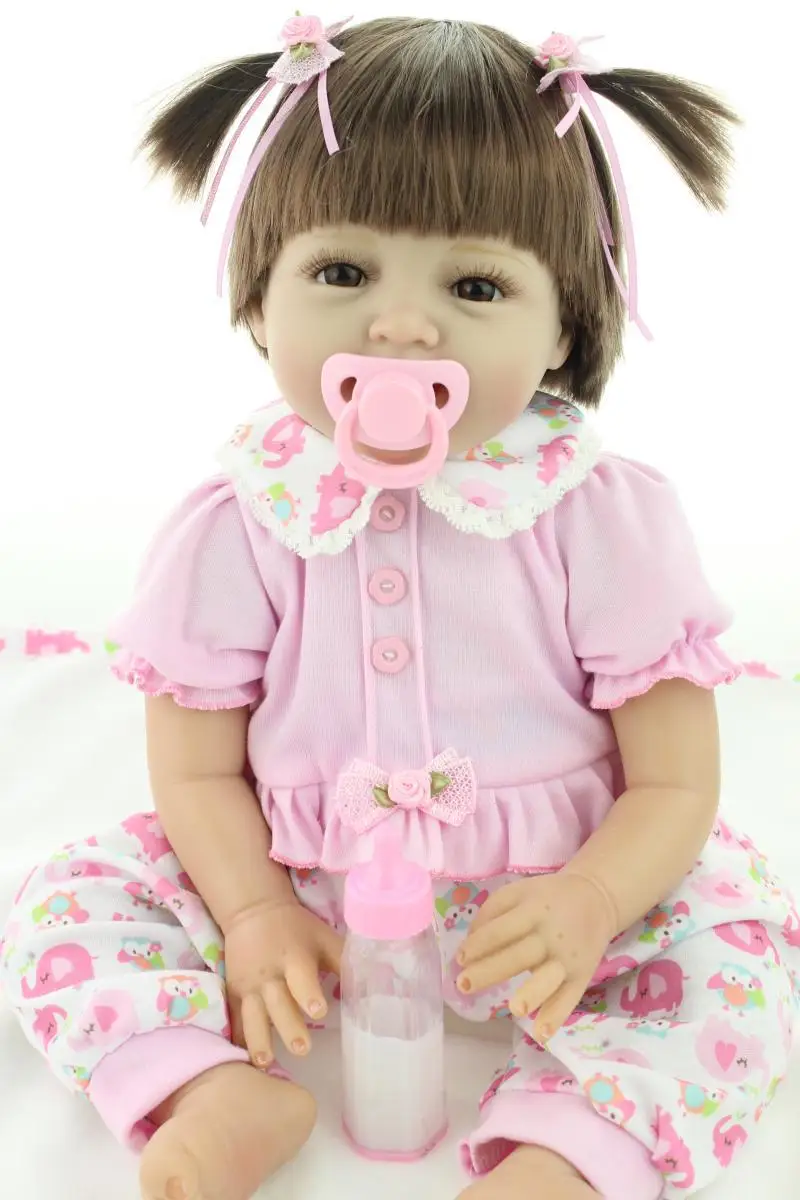 2015 Realistic Reborn Baby Dolls rooted hair lifelike Silicone vinyl Reborn baby dolls Pacifier bonecas brinquedos BDJ Doll