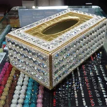 Блестящая коробка для внутренней ткани автомобиля с блестящими кристаллами авто для домашнего офиса бумажная упаковка коробка для салфеток блестящее украшение золото