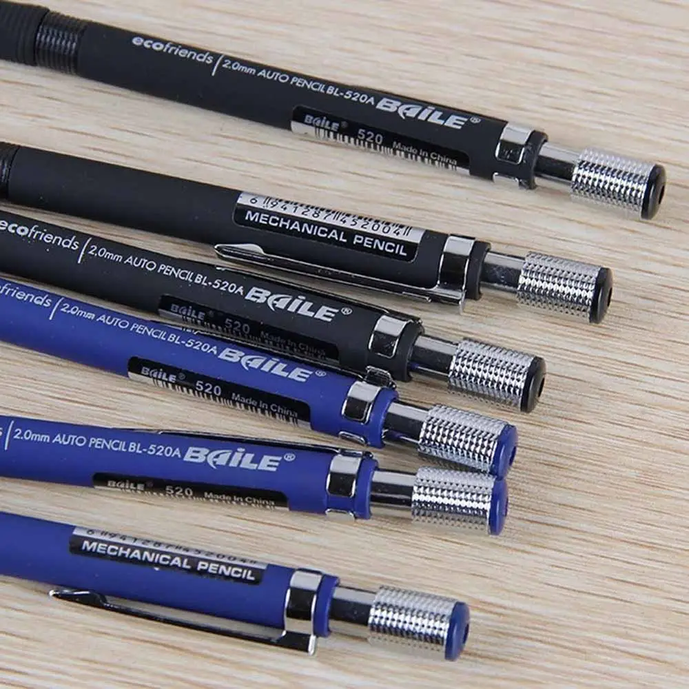 1 шт. 2,0 мм 2B механический карандаш черный свинцовый держатель механический чертежный карандаш для рисования школьные офисные принадлежности Канцелярский набор