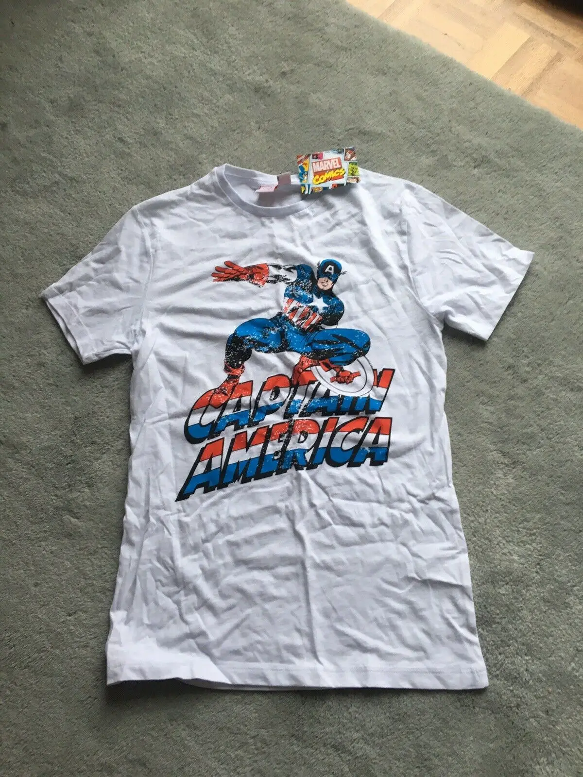 BNWT Marvel Капитан Америка футболка размер XS уличная забавная одежда с принтом Hip-Tope Мужская футболка Топы футболки