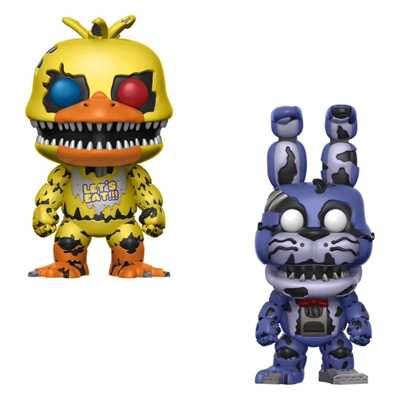 Five Nights At Freddy's» «пять ночей у Фредди» с рисунком персонажей из игры «пять ночей в Фредди» 2 шт./компл. игрушки куклы Бонни и Чика Фокси» из мультфильма для мальчика, с принтом Фредди 5 Fazbear кукол с принтом "Кошмар Медведь ПВХ фигурки - Цвет: 2PCS