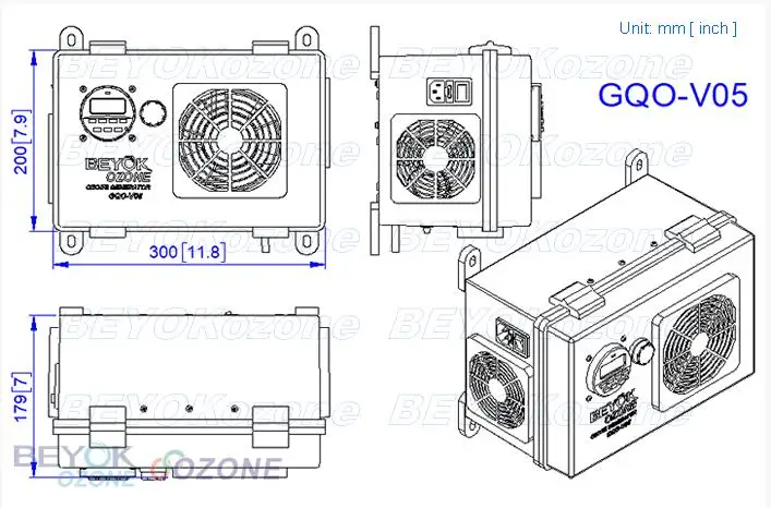 Коммерческий генератор озона настенный 4g-6g/hr для спа или бассейна с CE GQO-V05